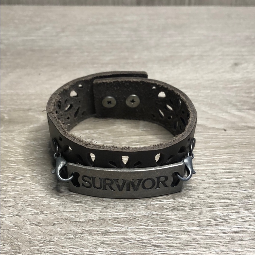 Gray Leather Hand Made Bracelet